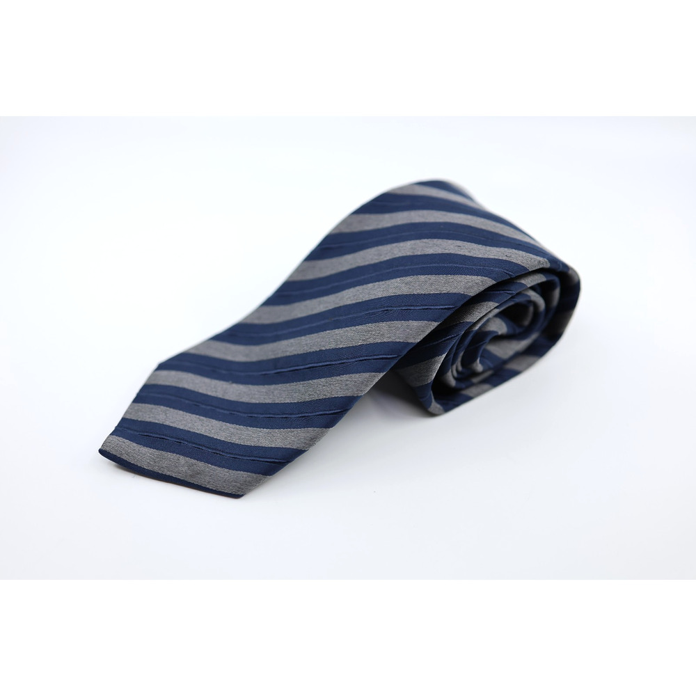 A3 New NWoT CANALI Striped Navy Blue Gray 100% Silk Tie $195